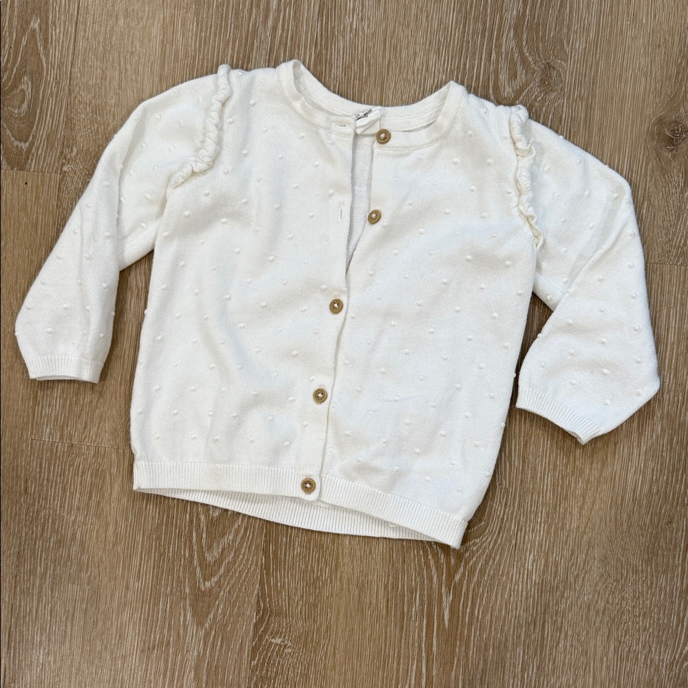 H&M Cream Dot Ruffle Button-Up Cardigan Size 12 Months